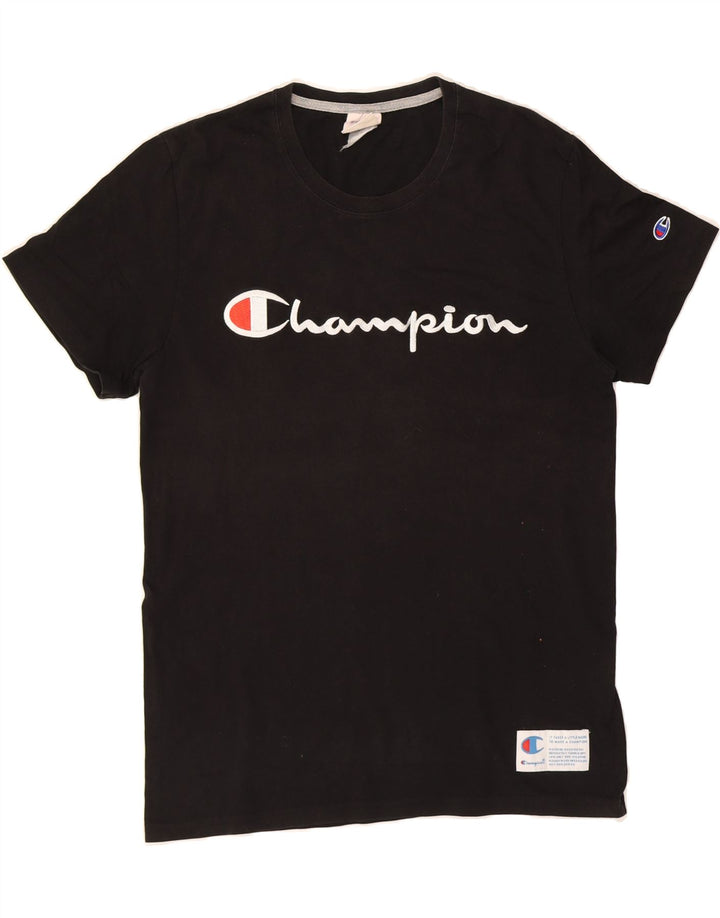 CHAMPION Mens Graphic T-Shirt Top Medium Black Vintage Champion and Second-Hand Champion from Messina Hembry 