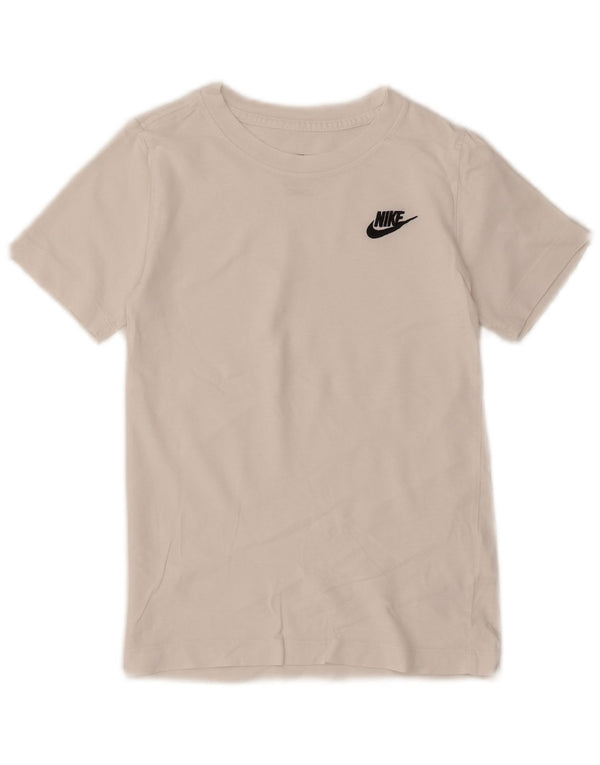 NIKE Girls Graphic T-Shirt Top 8-9 Years Small White Cotton