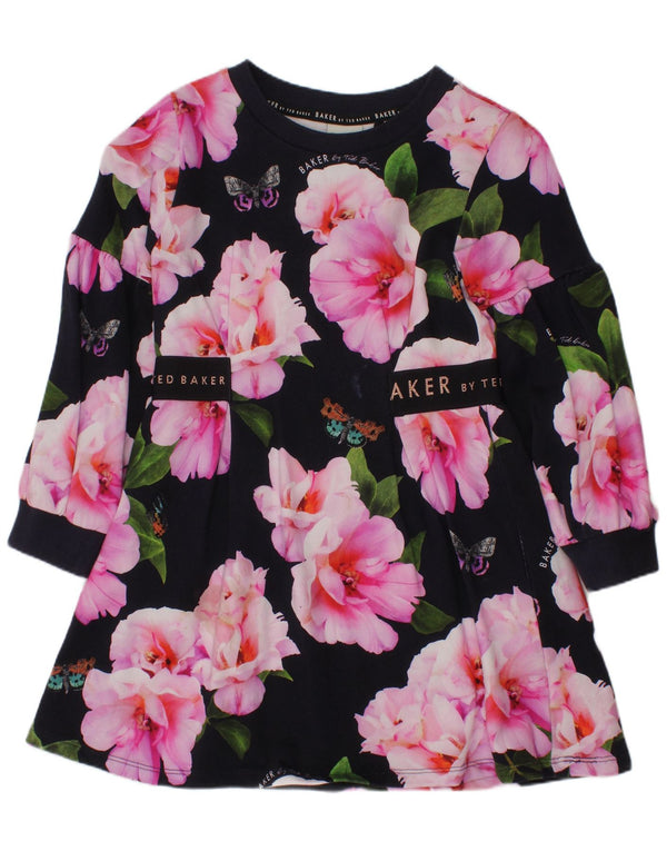 TED BAKER Piger Grafisk A-Line Kjole 4-5 år Navy Blue Floral