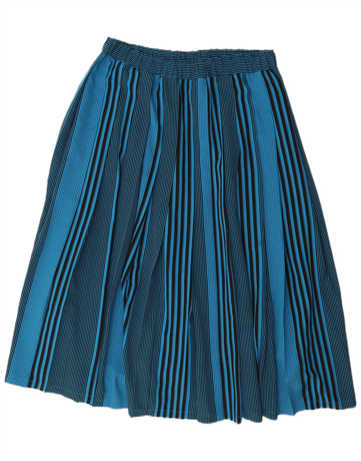VINTAGE plisseret nederdel til kvinder IT 44 Medium W32 blå stribet polyester