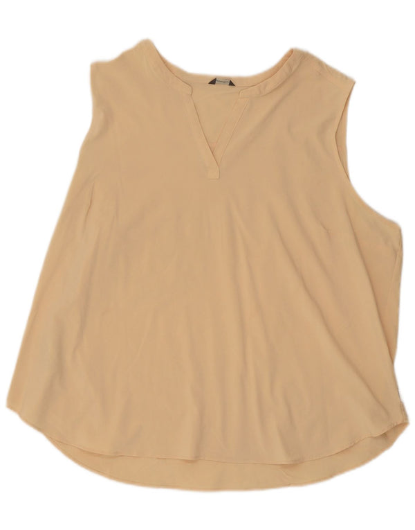 EDDIE BAUER Dame ærmeløs bluse Top UK 18 XL Beige Polyester