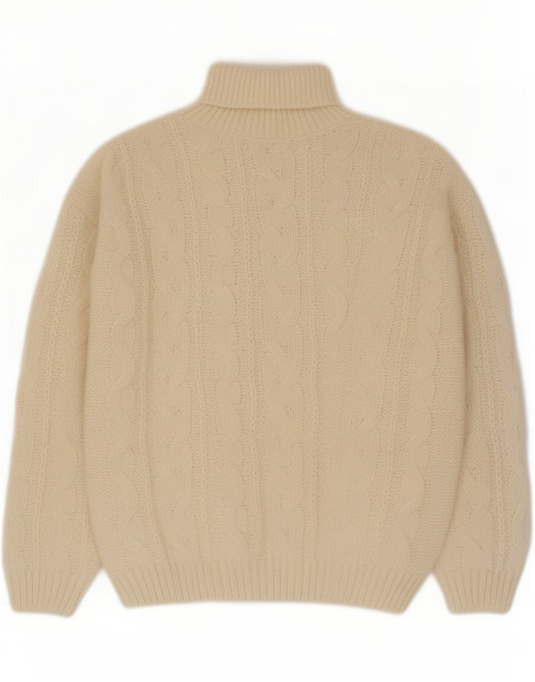 Vintage Herre rullehals sweater XL Off White polyakryl