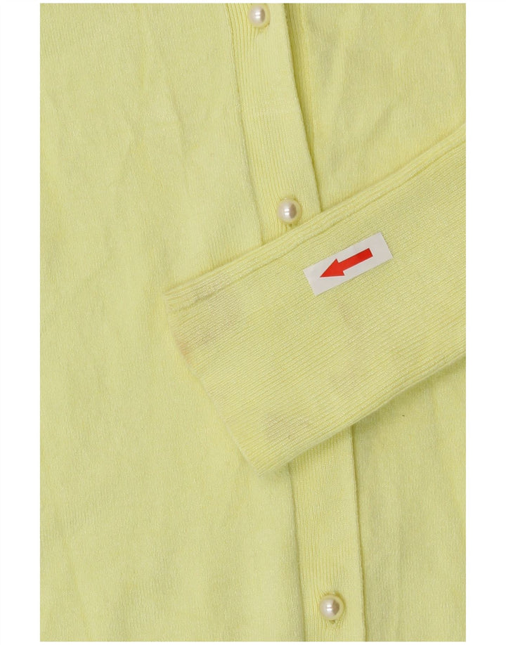 Zara Dame Cardigan Sweater UK 10 Small Yellow Viscose