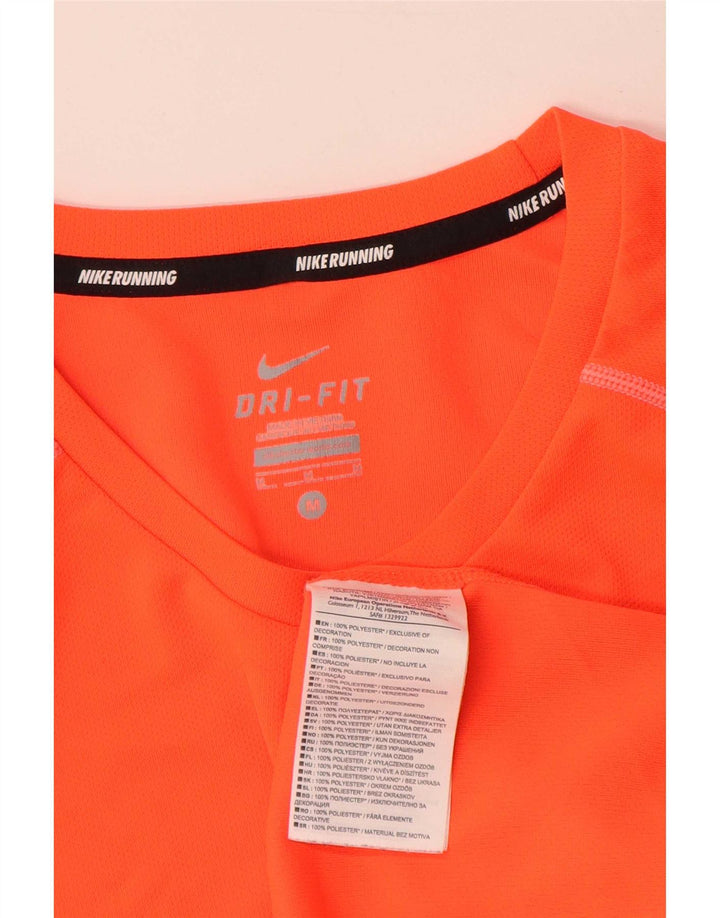 Nike Herre Dri Fit T-shirt Top Medium Orange Colourblock Polyester