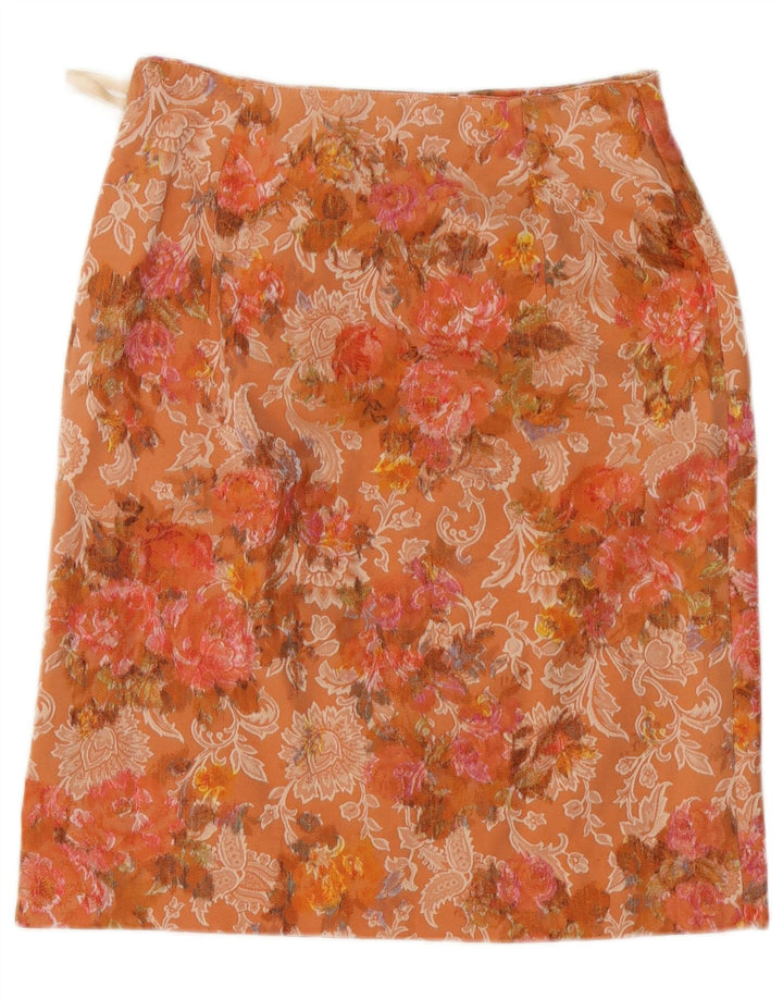 Vintage lige nederdel til kvinder W28 Medium Orange Floral