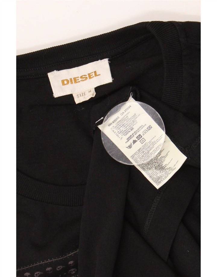 DIESEL Herre grafisk T-shirt Top Medium Sort Bomuld