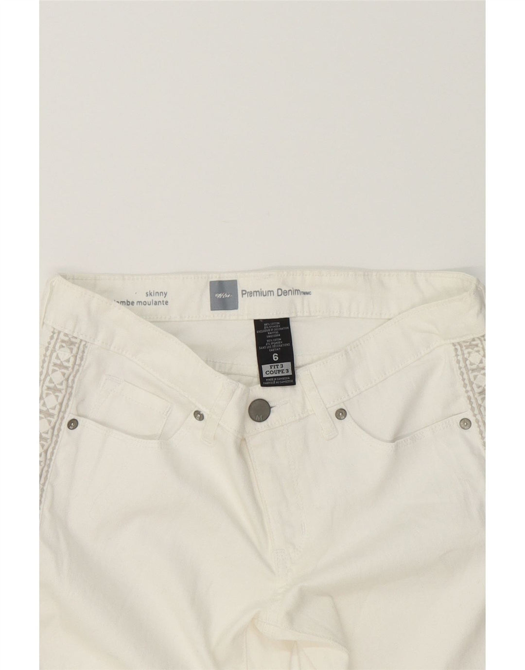 MOSSIMO Womens Skinny Casual Trousers US 6 Medium W32 L30 White Geometric Vintage Mossimo and Second-Hand Mossimo from Messina Hembry 