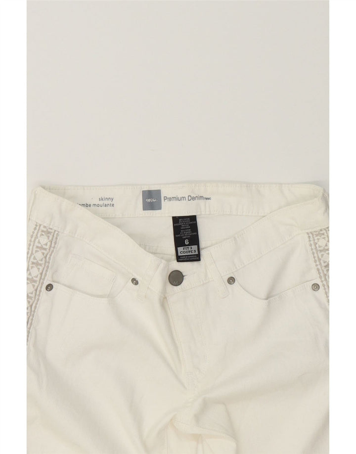 MOSSIMO Womens Skinny Casual Trousers US 6 Medium W32 L30 White Geometric Vintage Mossimo and Second-Hand Mossimo from Messina Hembry 