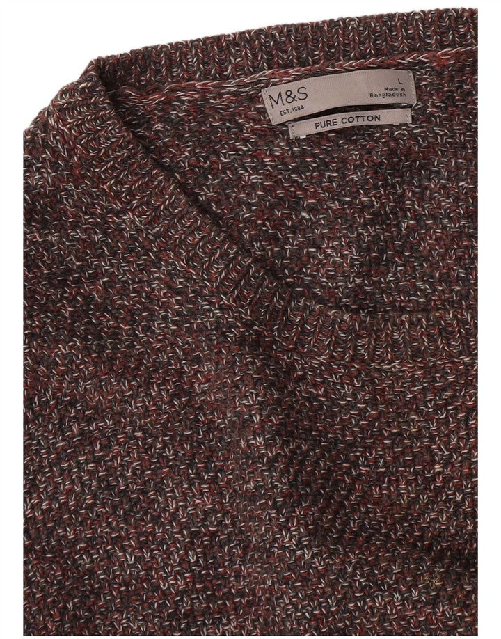 Marks & Spencer dame sweater med rund hals, stor grå flækket bomuld