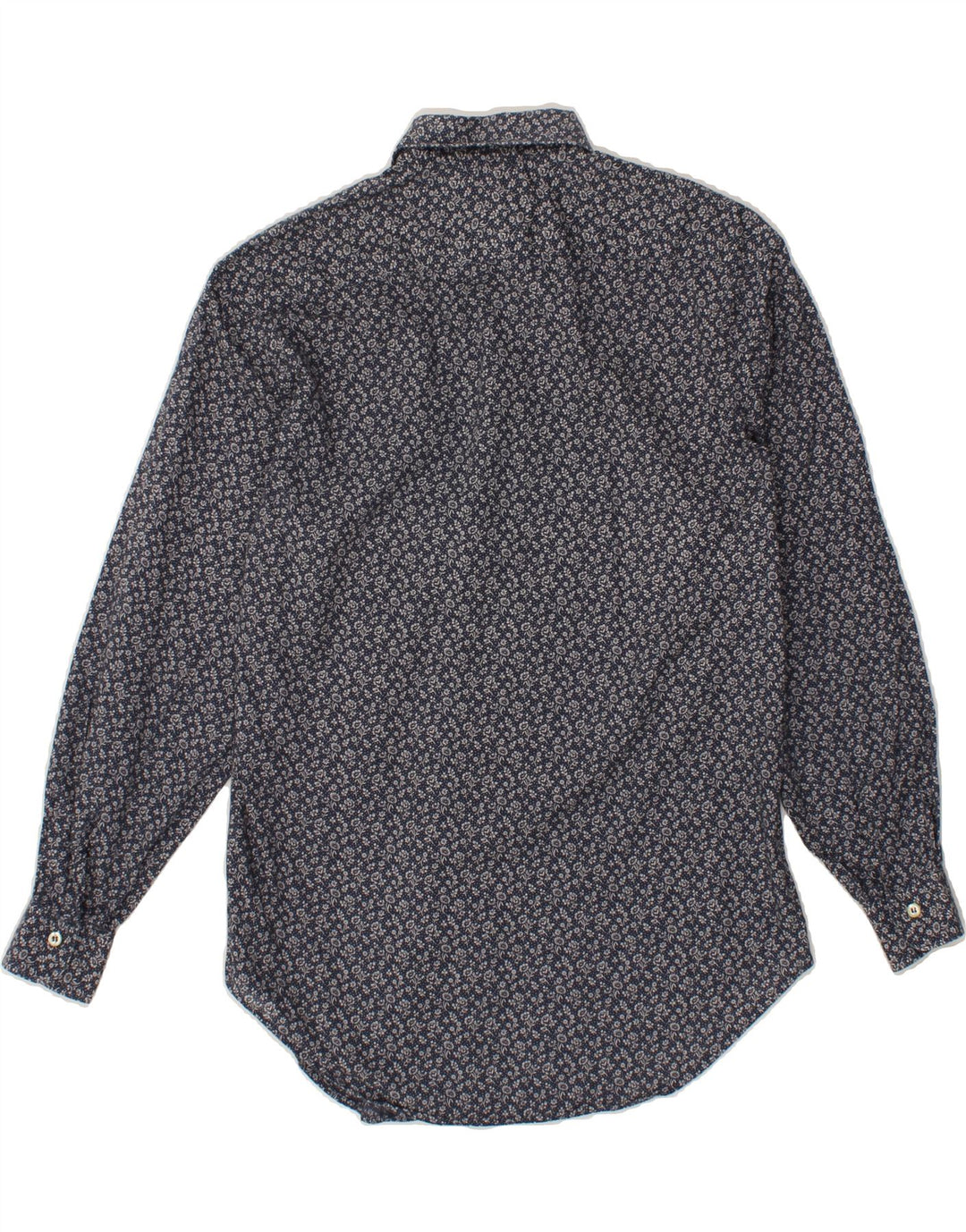 BENETTON Womens Shirt IT 42 Medium Navy Blue Floral Cotton Vintage Benetton and Second-Hand Benetton from Messina Hembry 