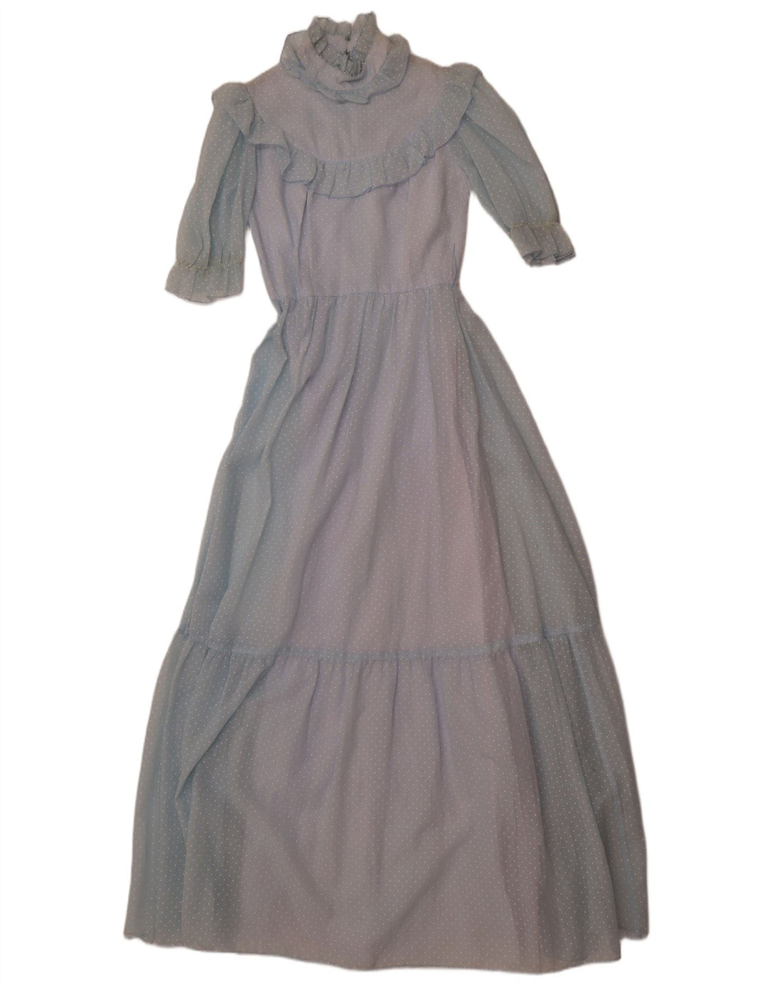 JOHN BENTLEY Dame flæse front Maxikjole UK 12 Medium Blue Spotted