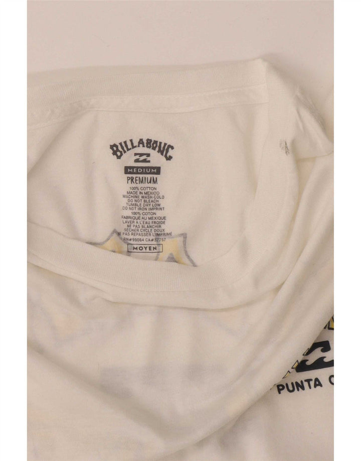 Billabong Herre Grafisk T-Shirt Top Medium Hvid Bomuld