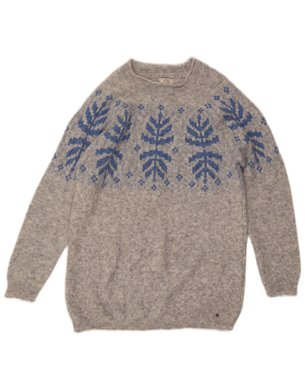 FAT FACE Dame sweater med rund hals DK 10 Small Grey Fair Isle