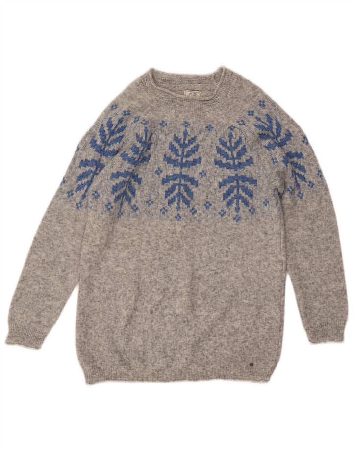 FAT FACE Dame sweater med rund hals DK 10 Small Grey Fair Isle