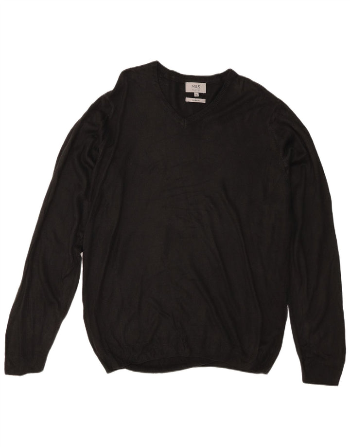 Marks & Spencer Herre V-hals sweater XL Sort Akryl