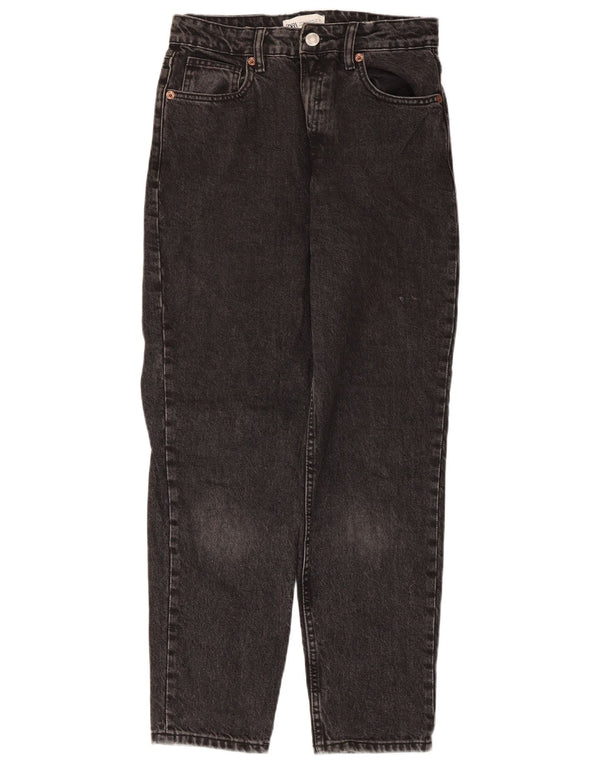 Zara Kvinder Højtaljet tilspidsede Jeans EU 38 Small W28 L27 Sort Bomuld