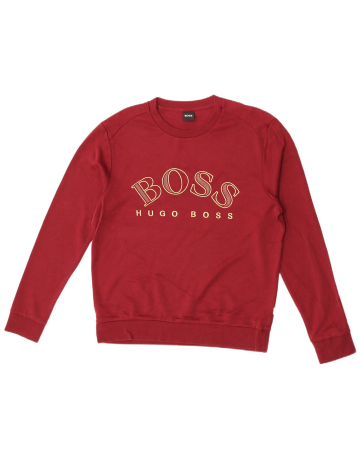 Hugo Boss Herre Grafisk Sweatshirt Jumper Medium Burgundy