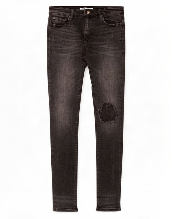 Zara Dame Distressed Skinny Jeans EU 42 Large W32 L33 Black Bomuld