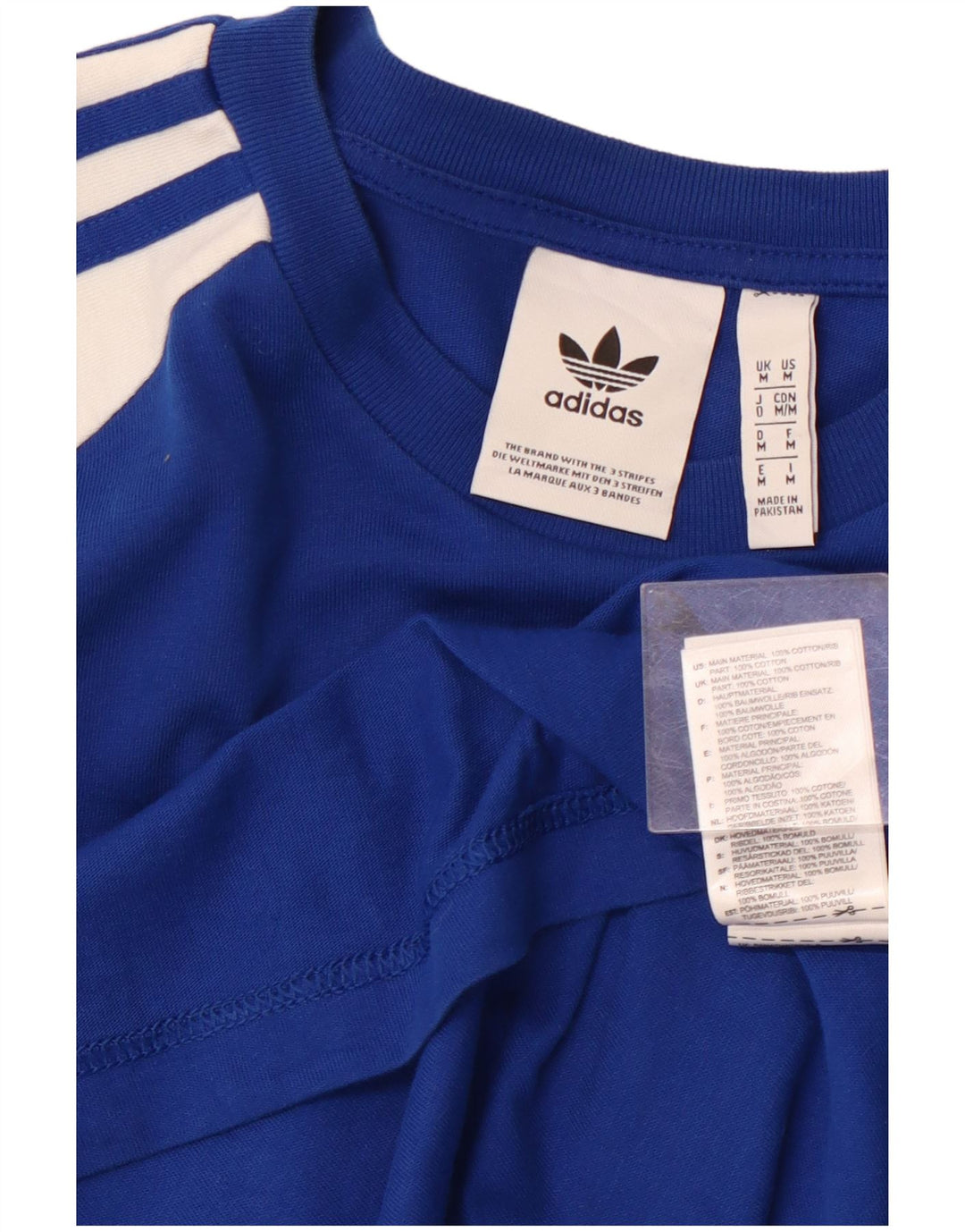 ADIDAS Herre T-Shirt Top Medium Blue Colourblock Bomuld
