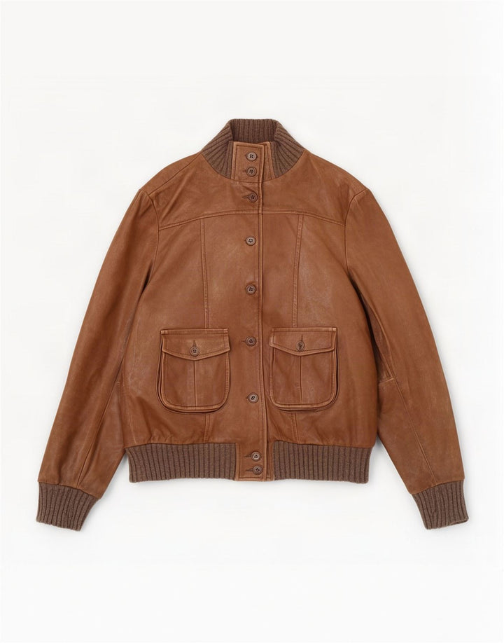 Vintage dame læderjakke UK 14 Medium Brown