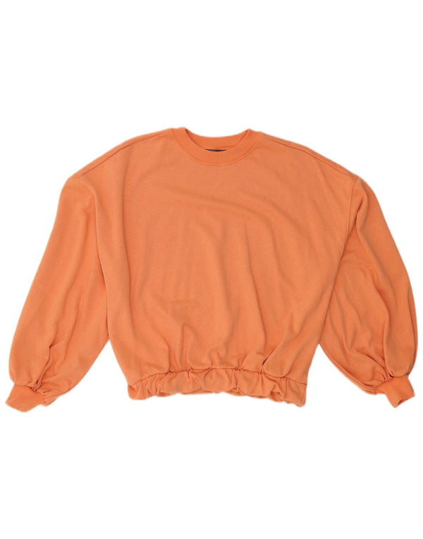 MINT FLØJEL Dame Oversized Sweatshirt Jumper UK 10 Small Orange Bomuld