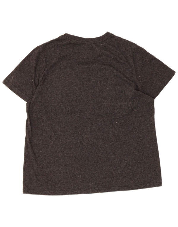 SUPERDRY Kvinder grafisk T-shirt Top UK 16 Stor grå flækket bomuld