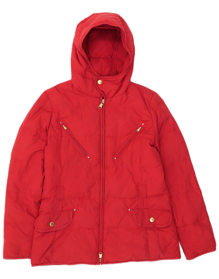 Ralph Lauren Polstret hættejakke til kvinder UK 12 Medium Rød Polyester