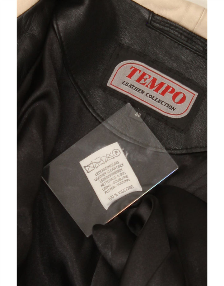 TEMPO Womens Leather Coat IT 38 XS Black Leather Vintage Tempo and Second-Hand Tempo from Messina Hembry 