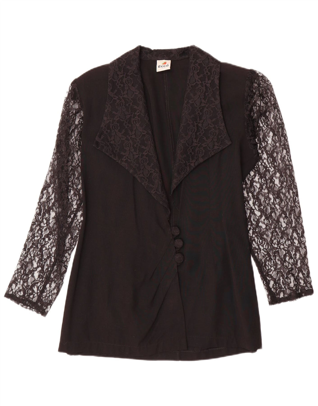 Ecco Dame 3-knaps blazerjakke EU 34/36 Small Black Floral Viscose