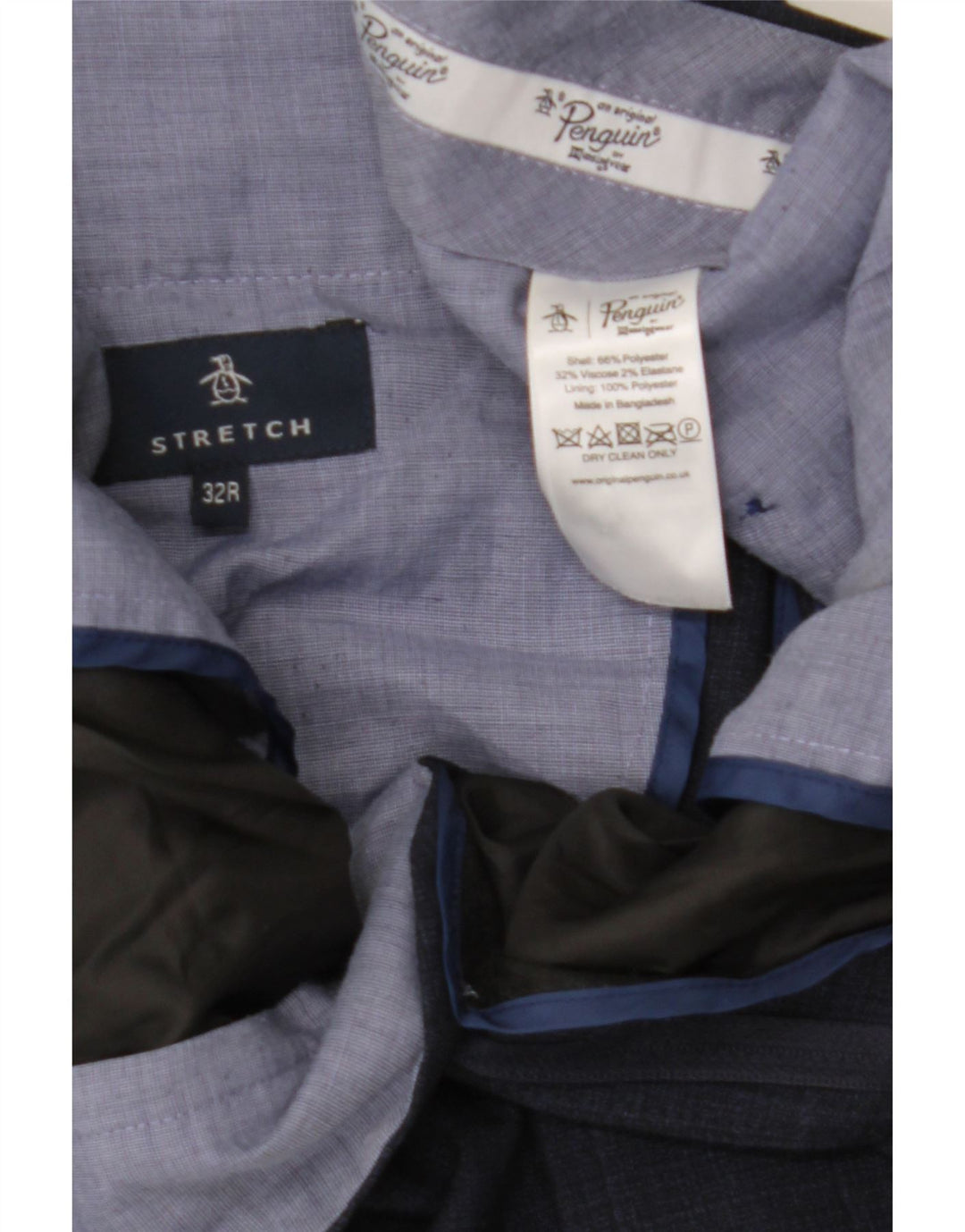 Penguin Herre Slim Suit Bukser W32 L30 Marineblå Ternet polyester