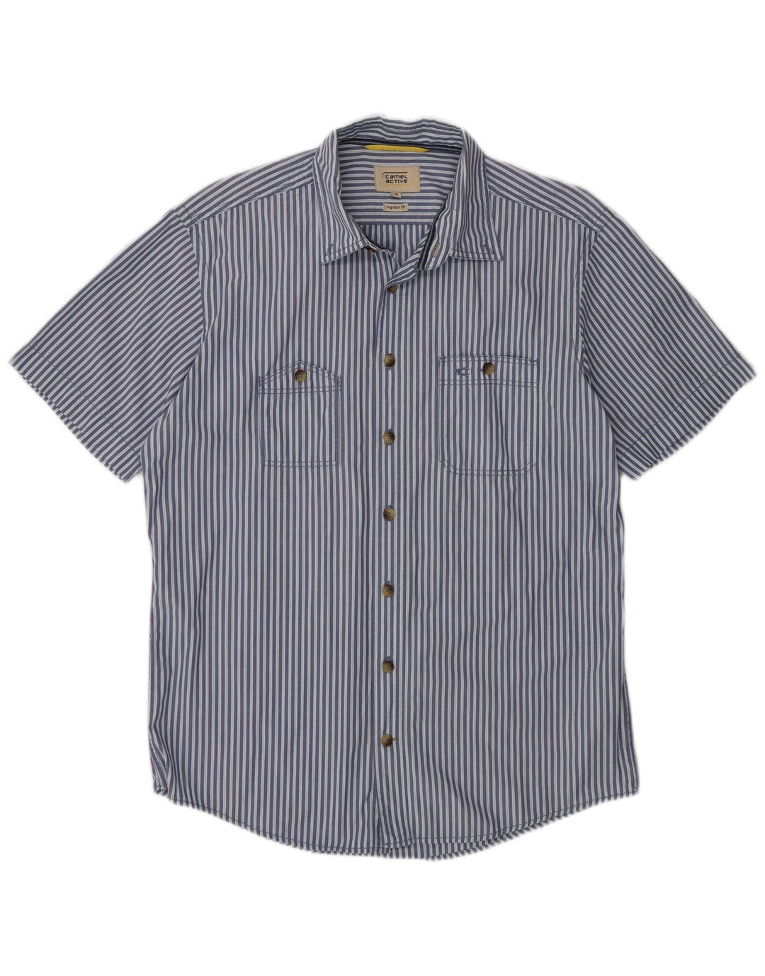 Camel Active Herre kortærmet Regular Fit skjorte Medium Blue Pinstripe