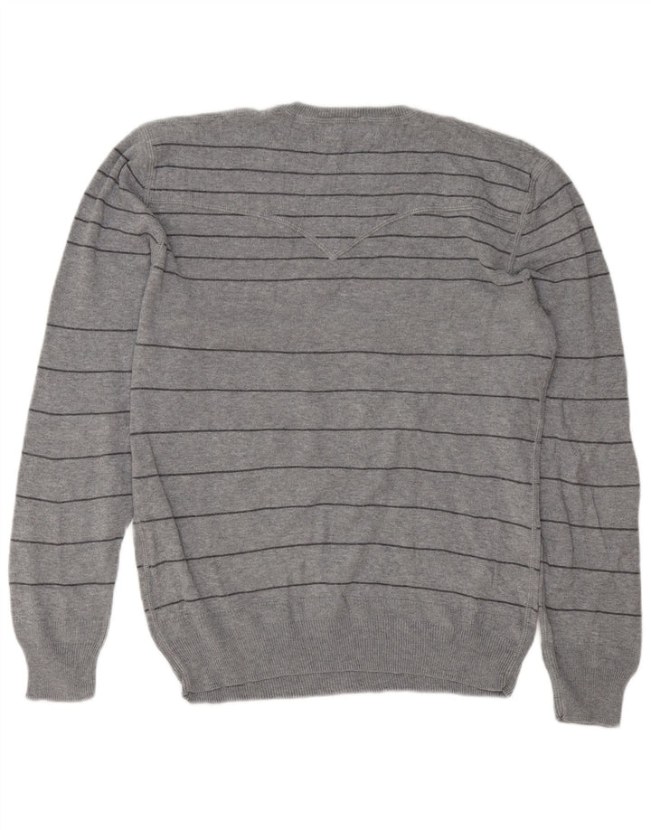 Levi's Herre sweater med rund hals, mellemgrå stribet bomuld