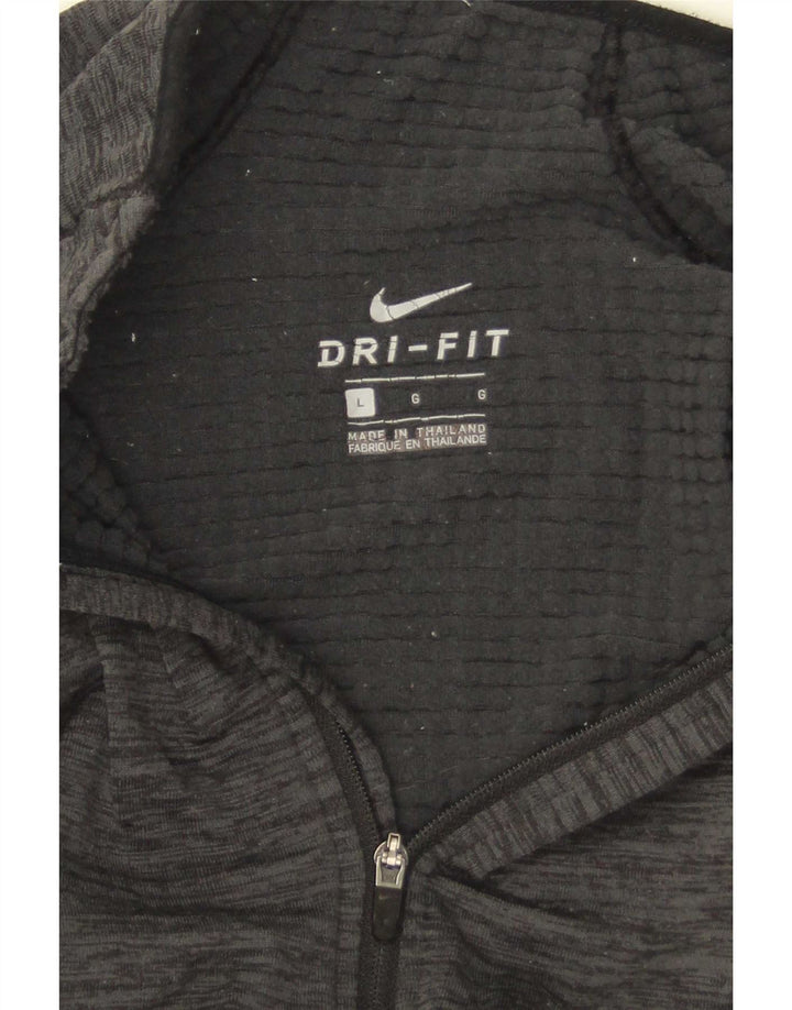 Nike Herre Dri Fit Zip Neck Top Langærmet Stor Grå Flecked