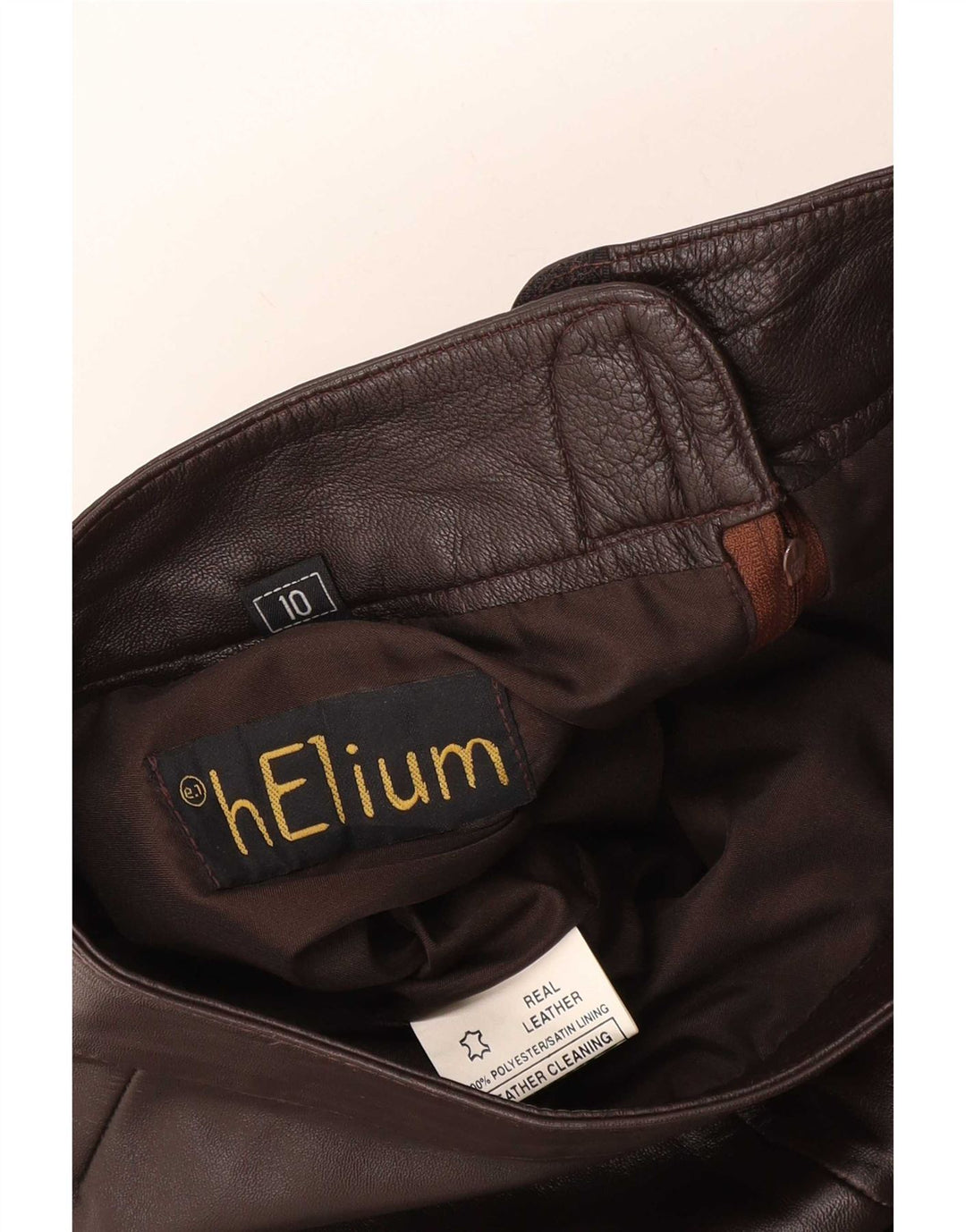 Helium Dame Maxi Læder Nederdel UK 10 Small W28 Brun