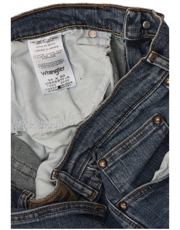Wrangler Herre Slim Straight Jeans W34 L30 Blå Bomuld