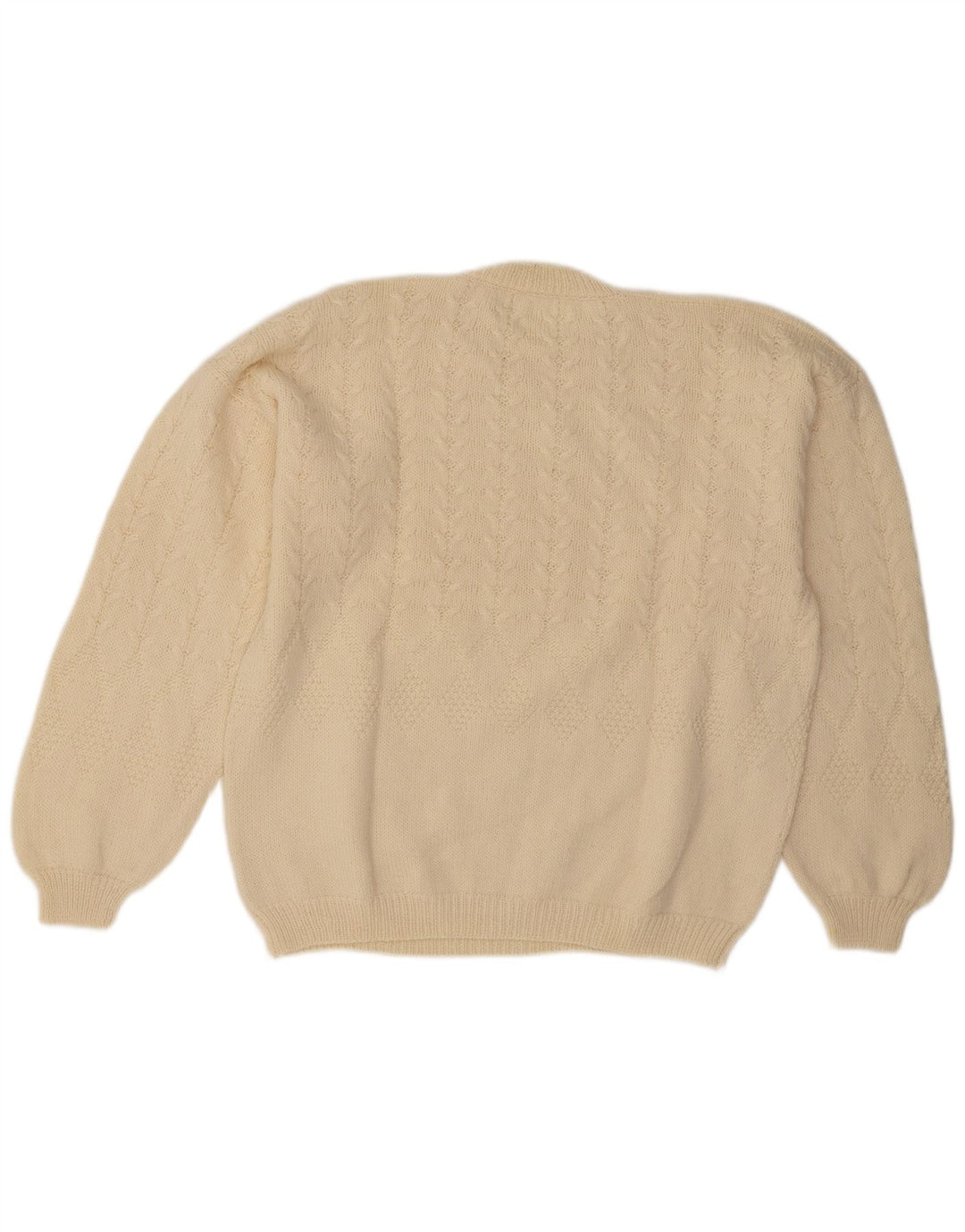 Vintage herre sweater med rund hals, stor off-hvid