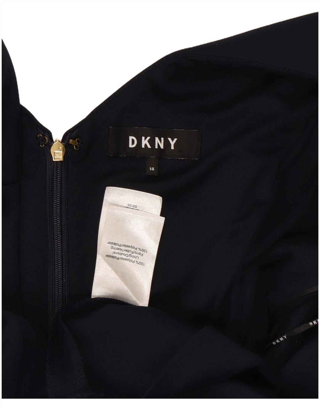 Dkny Dame Ærmeløs A-Line Kjole US 14 XL Navy Blue Polyester