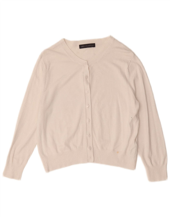 Marks & Spencer Dame 3/4-ærmet Crop Cardigan Sweater UK 12 Medium White