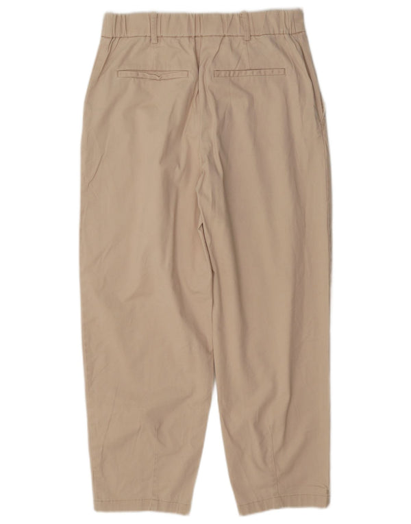 Zara Womens Tapered Cropped Trousers Small W26 L25 Beige Bomuld