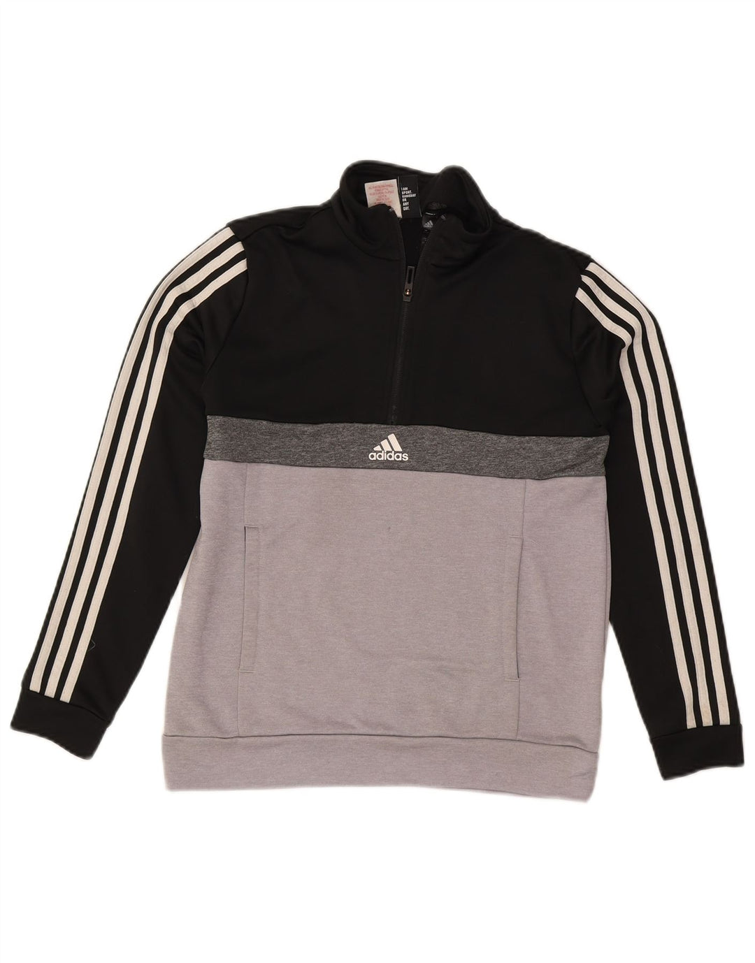 ADIDAS Boys Climalite Sweatshirt Jumper 13-14 Years Black Colourblock