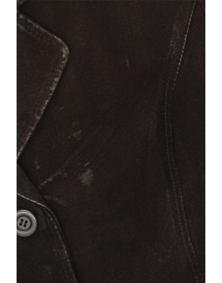 GYPSY Dame 3-knaps Ruskind Blazer Jacket UK 14 Medium Sort Læder