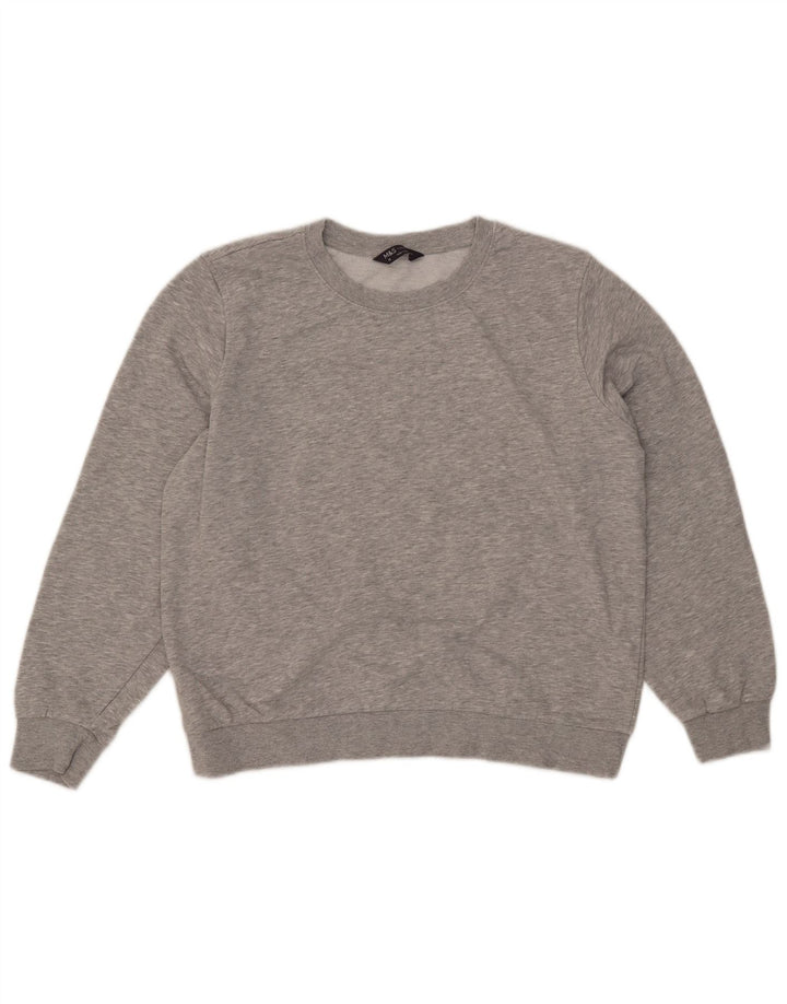 Marks & Spencer Dame Sweatshirt Jumper UK 16 Stor Grå Bomuld