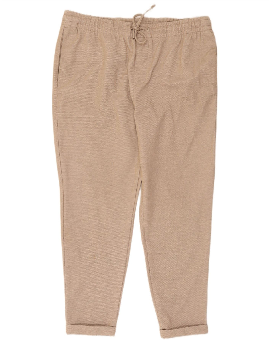 Zara Dame Slim Cropped Trousers XL W34 L26 Beige Polyester