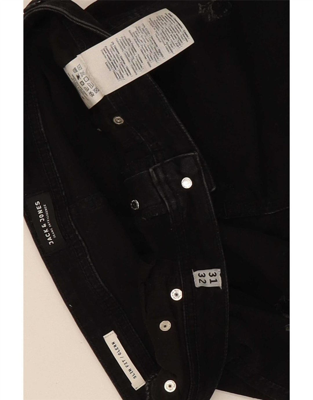 Jack & Jones Herre GLENN Distressed Slim Jeans W31 L32 Sort Bomuld