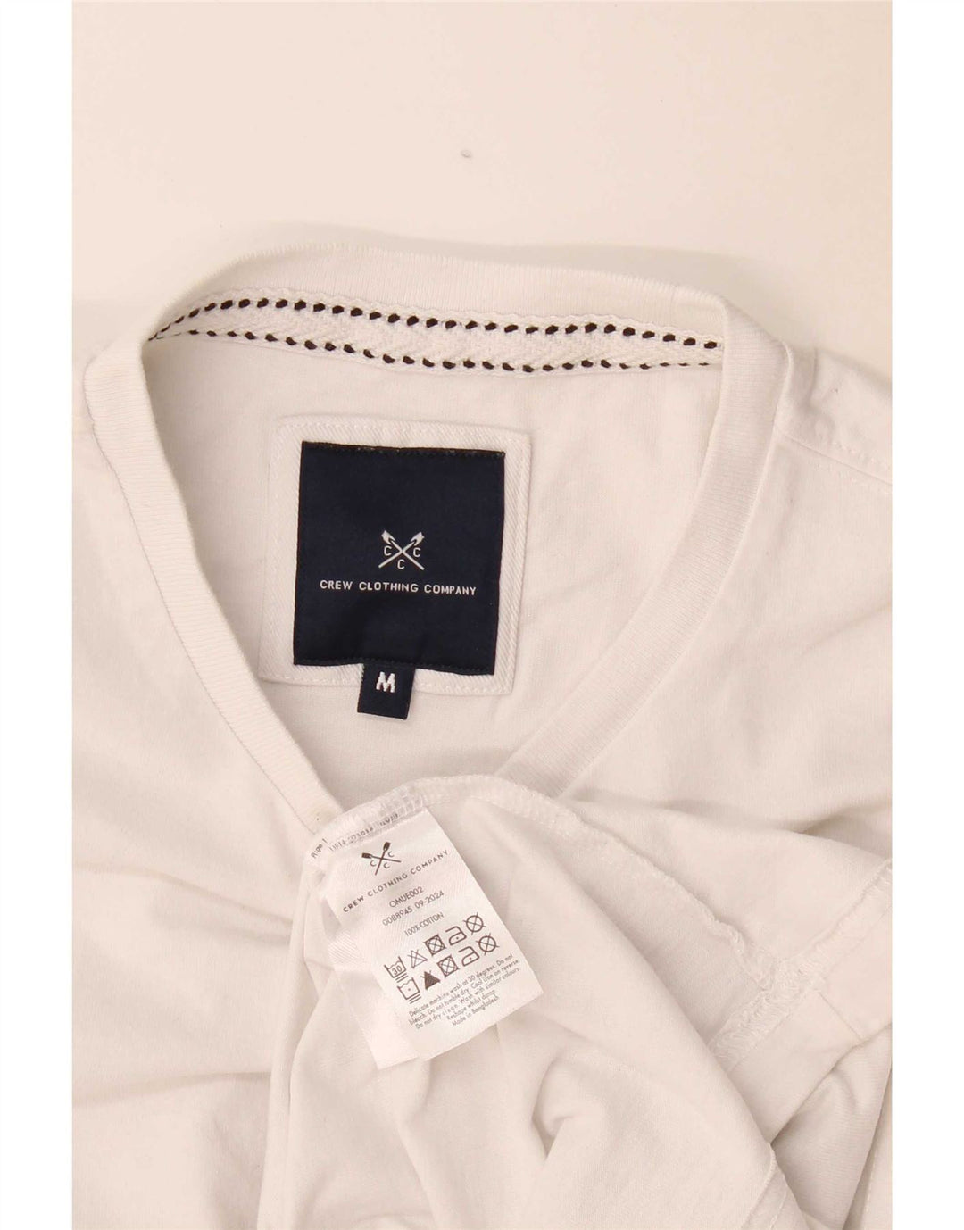 Crew Clothing Herre T-Shirt Top Medium Hvid Bomuld