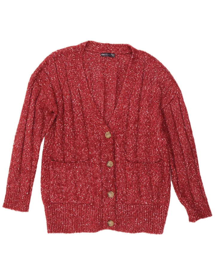Marks & Spencer Dame oversized cardigan sweater UK 14 Medium Red Flecked