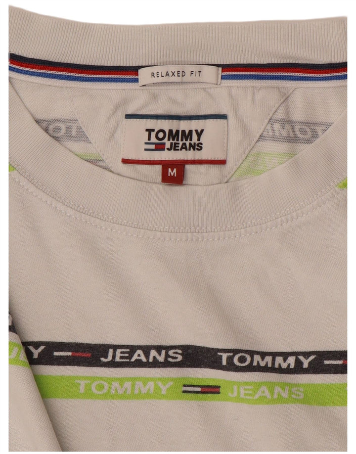 Tommy Hilfiger Herre Relaxed Fit Grafisk T-Shirt Top Medium Hvid Stribet