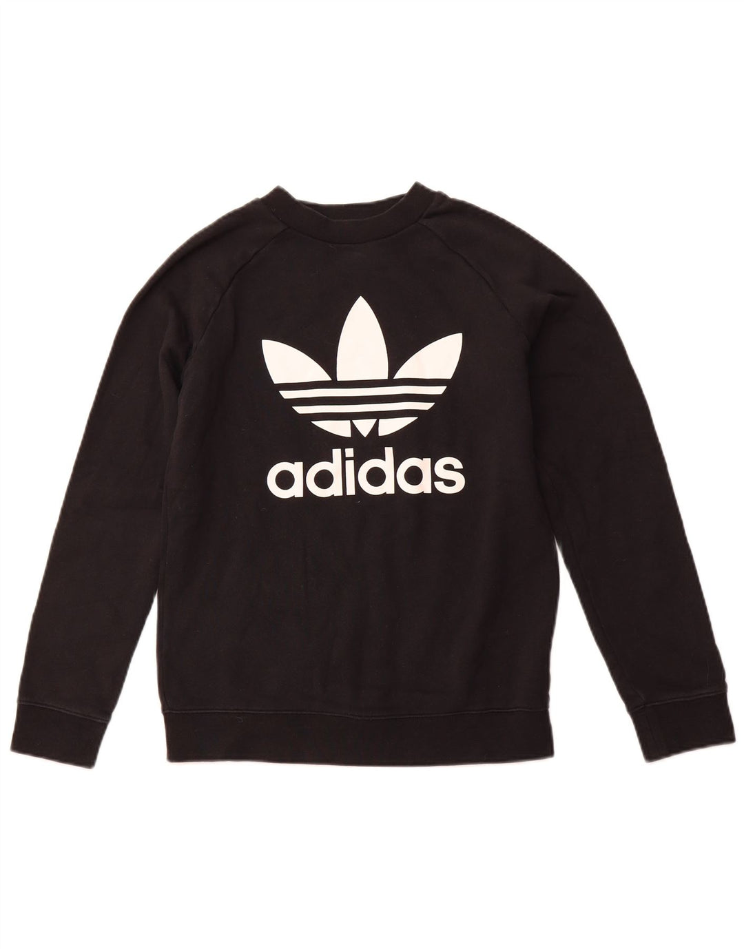 ADIDAS Graphic Sweatshirt Jumper UK 10 Small Black Bomuld