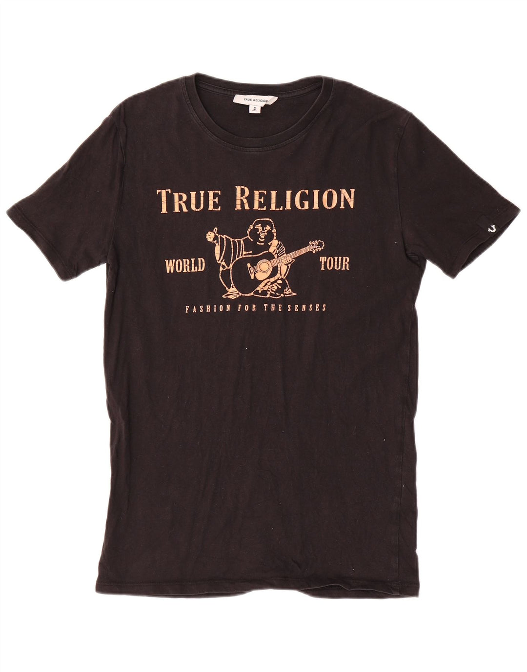 True Religion Herre grafisk T-shirt Top Lille sort bomuld