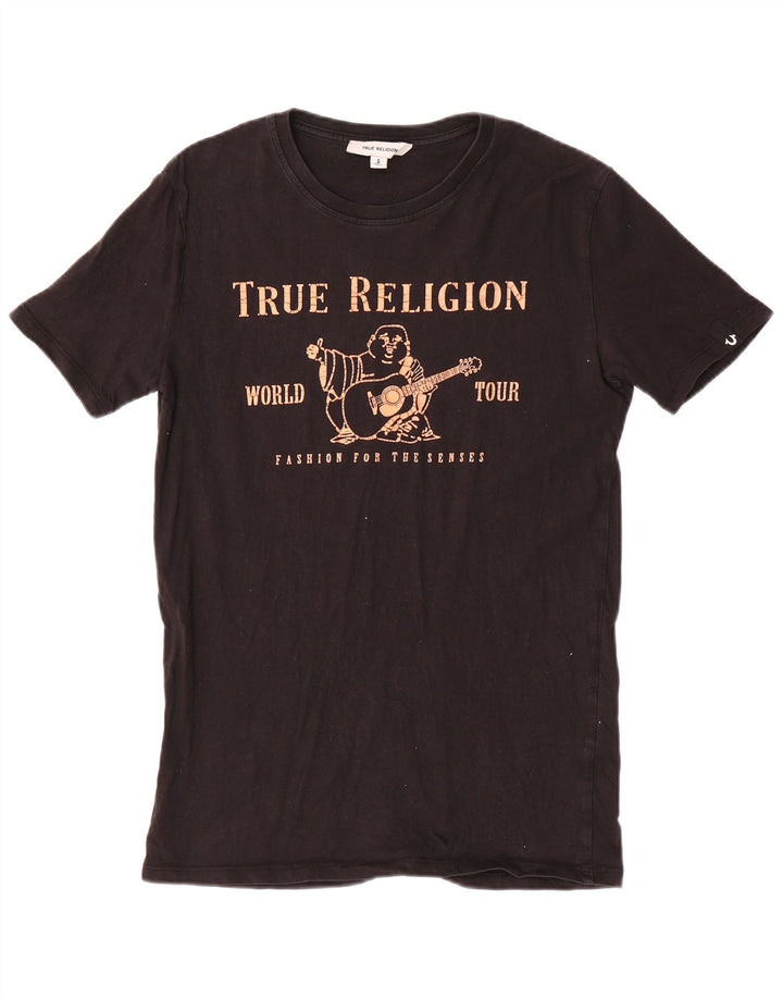 True Religion Herre grafisk T-shirt Top Lille sort bomuld